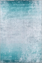 Aqua Blue Washable Rug - EA327